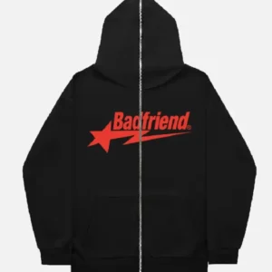 Bad Friend Full Zipper Hoodie Black Red