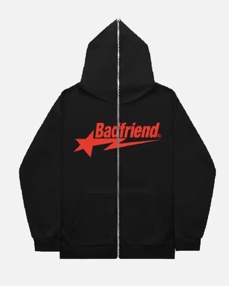 Bad Friend Full Zipper Hoodie Black Red Bad Friend Full Zipper Hoodie Black Red