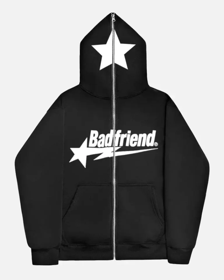 Bad Friend Full Zipper Hoodie Black White Bad Friend Full Zipper Hoodie Black White