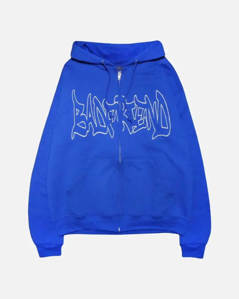 Bad Friend Graffiti Zip Up Hoodie Blue Bad Friend Graffiti Zip Up Hoodie Blue