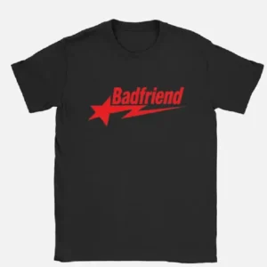 Bad Friend Letter Print Shirt Black Red