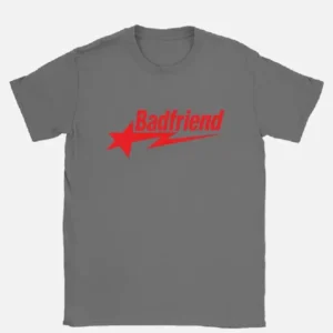 Bad Friend Letter Print Shirt Dark Grey Red