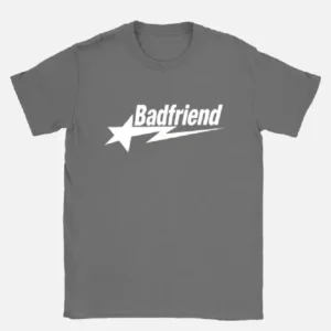 Bad Friend Letter Print Shirt Dark Grey White