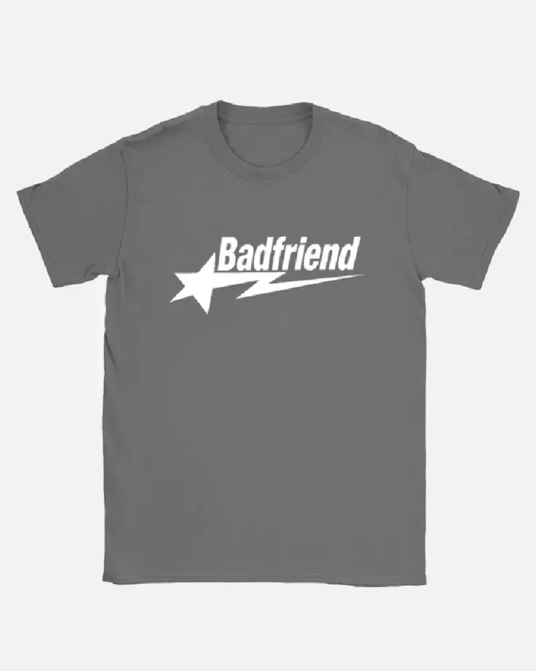 Bad Friend Letter Print Shirt Dark Grey White Bad Friend Letter Print Shirt Dark Grey White