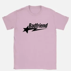 Bad Friend Letter Print Shirt Pink Black