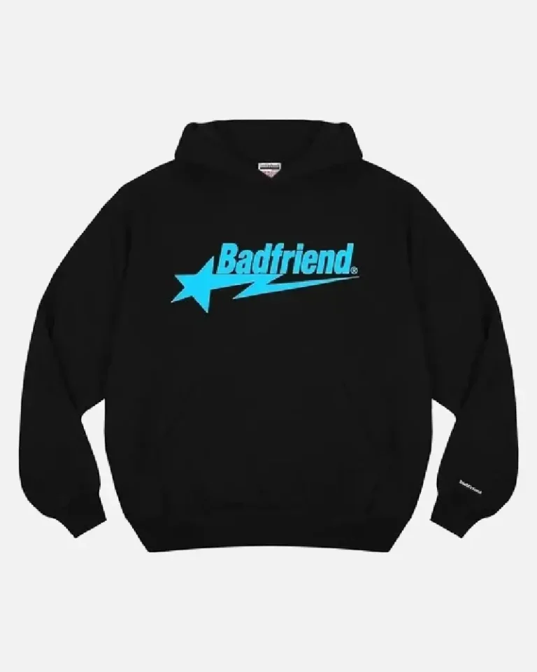 Bad Friend Letter Printed Hoodie Black Blue Bad Friend Letter Printed Hoodie Black Blue