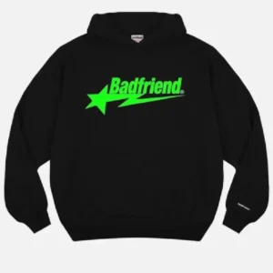 Bad Friend Letter Printed Hoodie Black Green