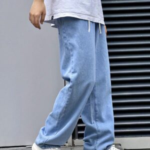 Badfriend Men's Casual Straight Leg Jeans With Drawstring Waist
