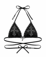 Badfriend Rhinestone Cross Triangle Bikini Top – Black