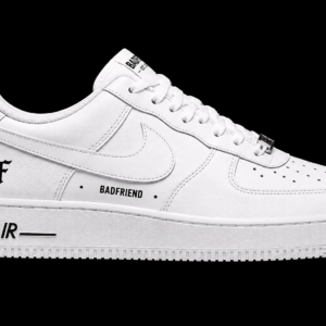 Badfriend BF Court Sneakers Triple White Premium Leather Shoes on Feet
