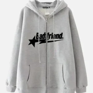 Grey BadFriend Zip Hoodie