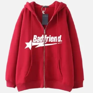 BadFriend Red Zipper Hoodie